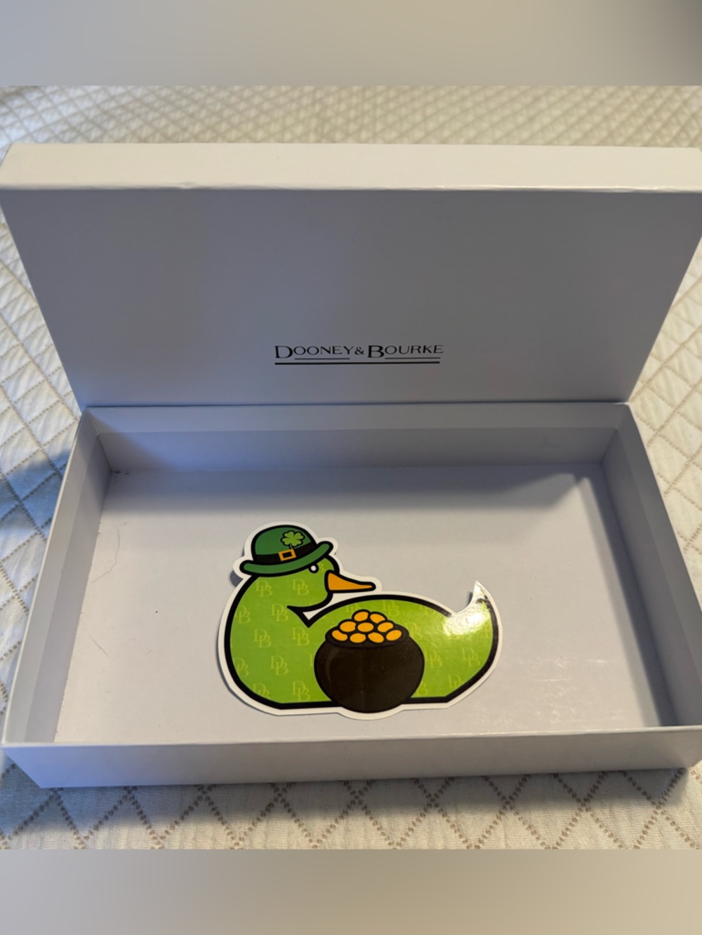 Dooney & Bourke 2023 Green St Patricks Duck Promo Sticker-Collectible W/Box